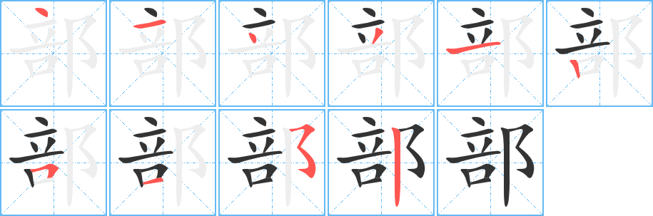 部的笔顺分步演示